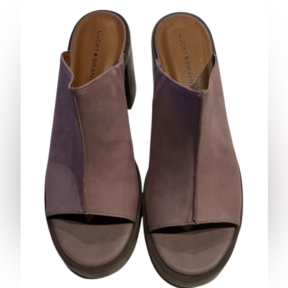 Lucky Brand Dinali platform mule sandal pastel/mauve color leather upper 11